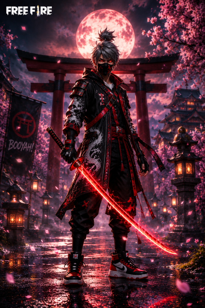Free Fire Samurai Moon Wallpaper